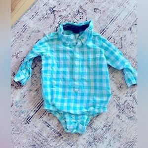 GAP Blue and White Checkered Kids Button Down Shirt